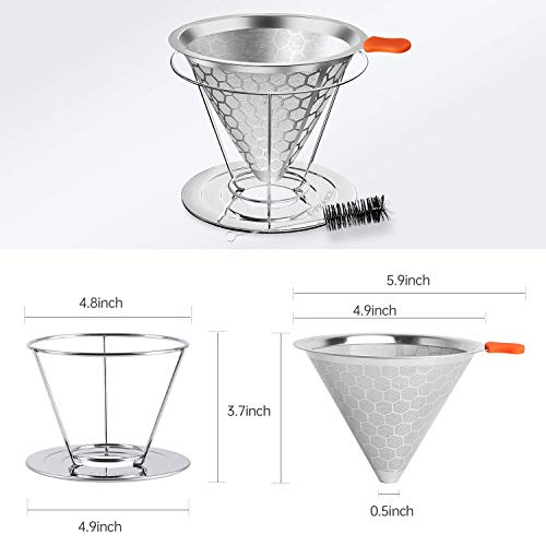 EPRANCE Pour Over Coffee Dripper, Stainless Steel Coffee Filter