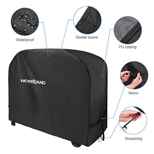 Neverland Barbecue Cover BBQ Cover Waterproof Heavy Duty Waterproof Oxford Fabric Gas BBQ Grill Cover Windproof Anti-UV for Weber, Holland, Jenn Air 145x61x117 cm