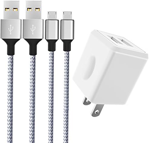 Canyso Wall Charger, 2.1A Dual Port USB Wall Charger Universal Power Adapter With 2-Pack 6ft Micro USB Cable Android Charger Cord For Samsung Galaxy S6/S7/Edge, HUAWEI,LG, HTC, Moto and More