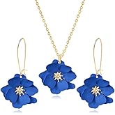 WCRAZYE Bohemian Daisy Flower Earrings Necklace Sets for Women Unique Trendy Boho Matte 3D Gold Flower Floral Petal Statement Earring Wedding Jewelry