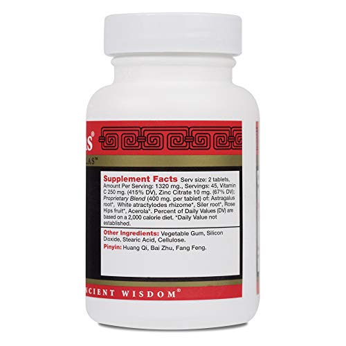 Health Concerns - Astra C - Jade Screen Chinese Herbal Supplement - Yu Ping Feng San - Cold and Flu Relief - with Astragalus Root - 90 Tablets per Bottle