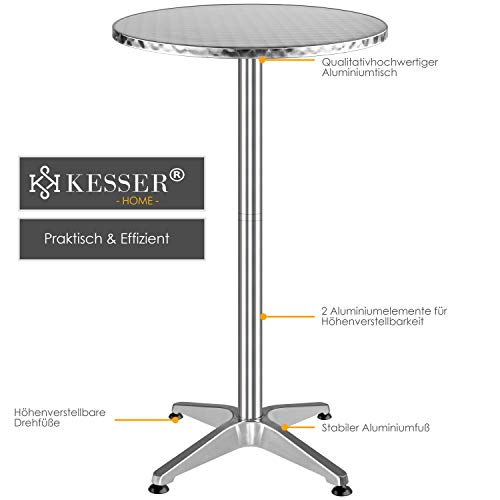 KESSER® - 2in1 Stehtisch Bistrotisch Aluminium Edelstahlplatte | höhenverstellbar | 70cm / 115cm | Partytisch Tisch Ø… – Bild 3