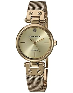 Women's Quartz Metal and Stainless Steel Dress Watch, Color:Gold-Toned (Model: AK/3002CHGB)