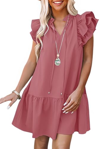 Dokotoo Womens Summer Casual V-Neck Drawstring