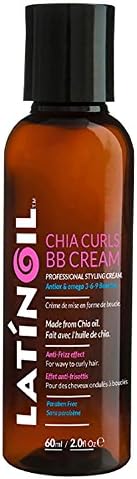 LATINOIL Chia Curls BB Cream Natural Product for Curly Hair Care Treatment 2Oz Travel Size - Leave-In Defining Deep Conditioner Detangler Moisturizer Creme for Curly Textured Long Short Bouncy Hair