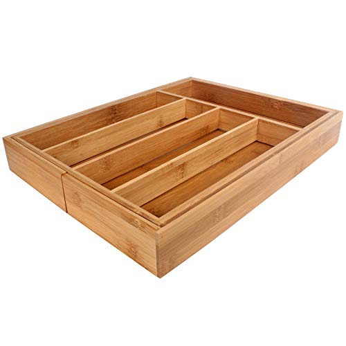 Growsun Bamboo Drawer Utensil Organizer Expandable Kitchen Cutlery Utility Tray,100% Pure Nature Bamboo - Thumbnail 2
