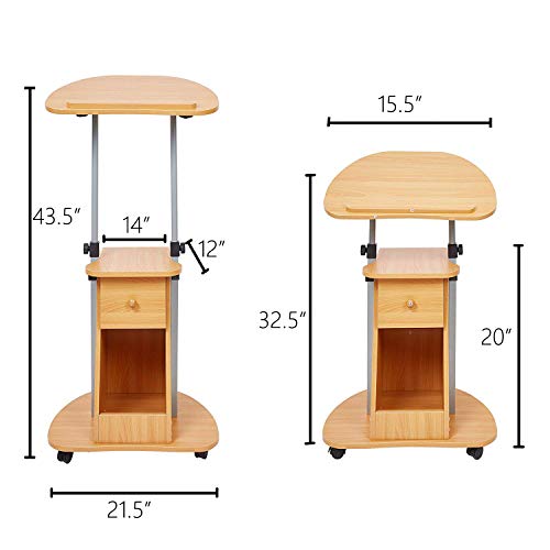 Get Livebest Height Adjustable Laptop Cart with Storage Standing