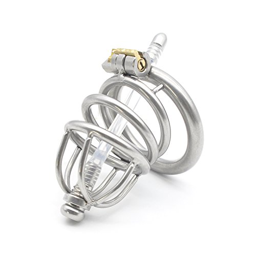 Bondage Masters Male Chastity Device with Air Flow Ultra Secure Cage Removable Urethral Tube, Silver