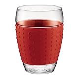 Bodum 16-Ounce Pavina Glasses with Silicone Grip, Red, Set of 2
