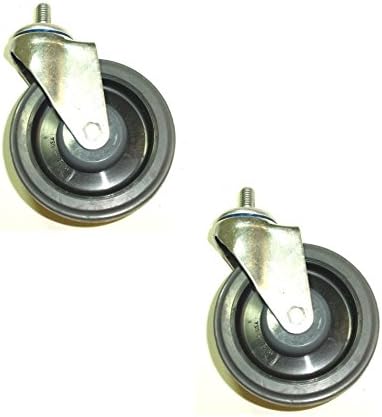 Set of 2 Caster w/ 5" x 1-1/4" Polyurethane Wheel &amp; 1/2" x 7/8" Threaded Stem