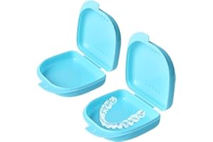 Y-Kelin 2 Pcs Retainer Case for Aligner, Partial Denture, Mouth Guard & Brace Boxes, Portable Container with Vent Hole(Light 