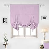 Deconovo Solid Color Rod Pocket Curtain Tie Up Curtains Small Window Curtains for Kids Room Pink Lavender 46W x 63L One Drape