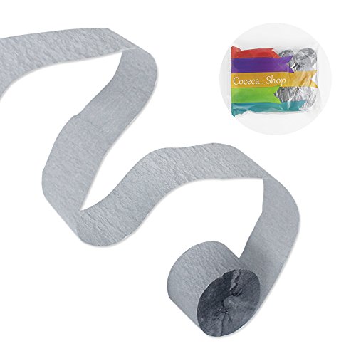 image for Coceca 6 Rolls Silver Crepe Paper Streamers Silver Streamers for Birth