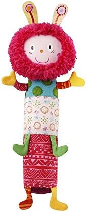 Lilliputiens Juliette Nodding Rattle - Plush Caterpillar with Bell &amp; Squeaker for Birth and Up