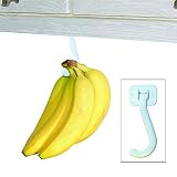 Banana Hook Hanger Under Cabinet Hook Ripens Bananas with Less Bruises, Hang Other Lightweight Kitchen Items, Folds Up Out of Sight When Not in Use, Self-Adhesive + Pre-drilled Screw Holes White
