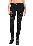 Shopglamla Women's Juniors Destroyed Skinny Jeans Machine Jeans