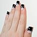 False Nails Bling Art French Fake Black Crystal Squoval 24 Acrylic Medium Tips