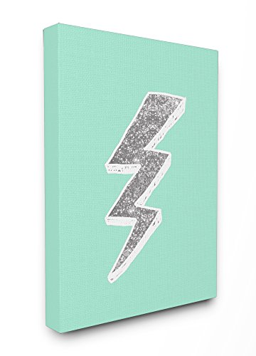 Stupell Home Décor Graphic Lightning Bolt Silver and Teal Stretched Canvas Wall…