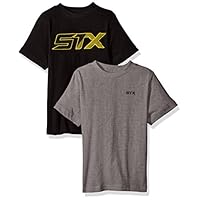 STX Big Boys Athletic T-Shirt and Packs, 2 Pack -Black/Light Heather Gray -TY51, 10/12