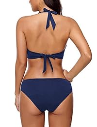 LookbookStore Traje de baño de dos piezas para dama con diseño de triángulo con tiras