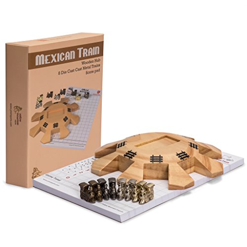 Mexican Train / Chicken Foot Domino Accessory Set - Hub, Train Markers, Scorepad, Instruction Manual for Mexican Train