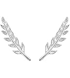 FUNRUN JEWELRY Stainless Steel Stud Earrings Women Ear Cuff Leaf Crawlers Clip On Earrings Pairs