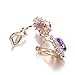 Yoursfs Clip on Earrings For Women Purple Crystal Flower Cubic Zirconia Womens Non Piercing Earrings