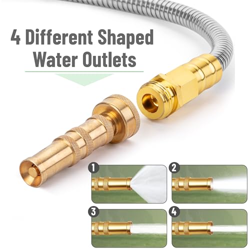 UNCO- Stainless Steel Metal Hose with 4 Function Brass Nozzle, 75 ft, photo 10