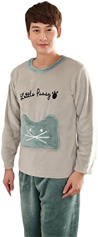 Auspicious beginning Couple Lover Pure Flannel Pyjamas Cute Cartoon Homewear Sleepwear
