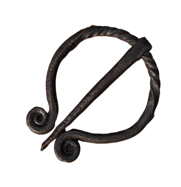 Viking Cloak Pin, Norse Fibula Penannular Brooch, Medieval Apron Buckle Clasp Cloak Badge, Black