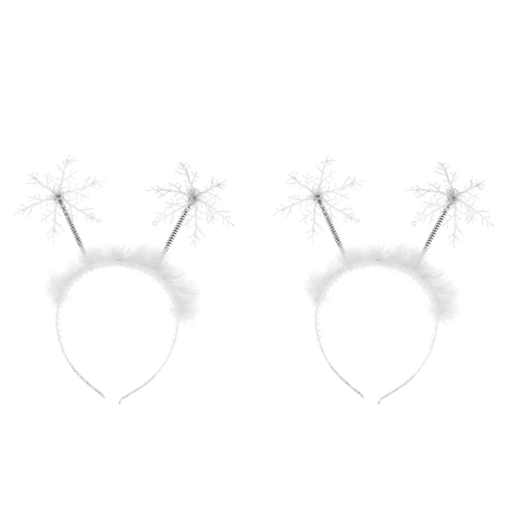 FRCOLOR 2pcs Snowflake Head Boppers Christmas Headbands Feather Snowflake Hair Hoop Boppers Hairband Party Favors
