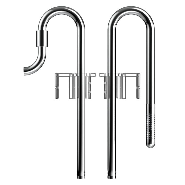 Fzone Stainless Steel Lily Pipe Inflow and Outflow Work with 16/22mm Filter Hoses, Ideal for Aquarium Plant Tanks, with Acrylic Pipe Fixer(16MM-1)
