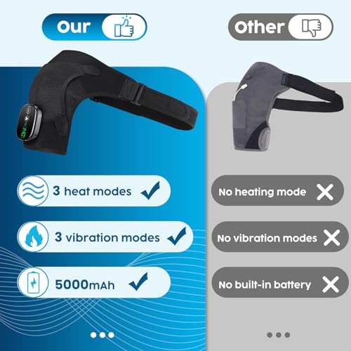 Cordless Shoulder Heating Pad with Massage, FSA Eligible Items List, Heated Shoulder Wrap Massager for Pain Relief Deep Tissue, Rotator Cuff Heating Pad, HSA Approved Products Only