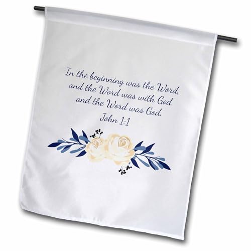 3dRose fl_280640_1 Scripture John 1 in The Beginning was The Word Garden Flag,…