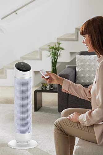 Rowenta Silence Comfort Chauffage Ventilateur Colonne Ultra Silencieux Filtre Rafraîchit Réchauffe Mode Intelligent Mode Eco Départ Différé Oscillation Électronique Télécommande Écran Digital HQ8120F0