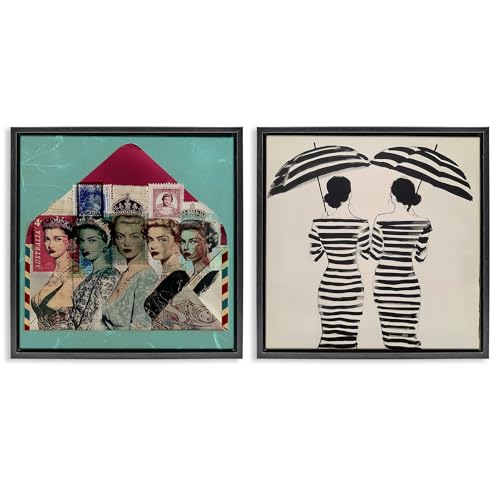 Postal Glam Fashionistas Collage, 24 x 24 Inch Canvas in Floater Frame Set
