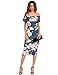 MakeMeChic Women's Floral Pencil Dress Knee Length Off Shoulder Cocktail Dress Blue M