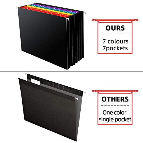 35 Pockets Hanging File Folders Letter Size,Accordian File Organizer/Expanding File Folder,Accordion Paper Document Organizer Colored File Box,Expandable Filing Folder with 40 Adjustable Tabs(5 Packs)