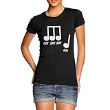 Women Cotton Novelty Funny Music Note Print T-Shirt