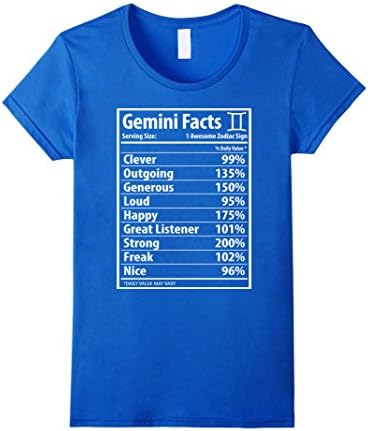 Women's Gemini Facts Funny Gemini Zodiac T Shirt (Lucky Color) XL Royal Blue