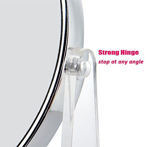 Catmicoo 1X/10X Magnifying Makeup Mirror, 6" Round Double Sided Standing Vanity Mirror Stylish Modern Design (Chrome) - Thumbnail 4