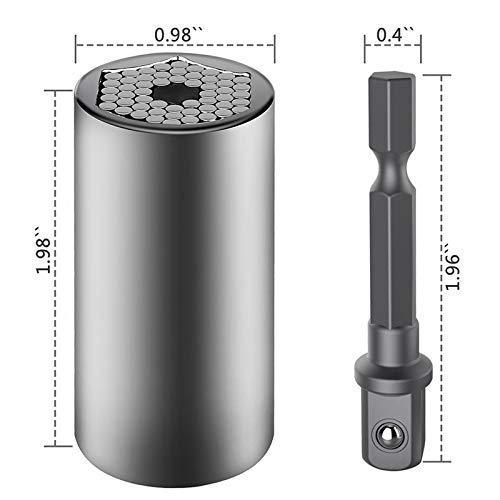 Right Angle Drill + Universal Socket Wrench Set - Multi-Function Ratchet Wrench Bushing Set, 7mm to 19mm Magic Spanner Grip, Self-Adjusts Power Drill Adapter Professional Repair Tools - Thumbnail 4