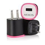 USB Wall Charger, AEDILYS 3-pack Universal Portable Home Travel Wall Charger Adapter for iPhone, iPad, Samsung, LG, Nexus, HTC and More (Black,3 Pack)