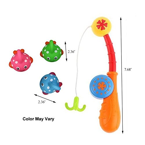 Bath Toy Fishing Game with Cute Spotted Fish and Fishing Rod Best Gift for Children Boys Girls Bathtub Fun Time(Color Vary)