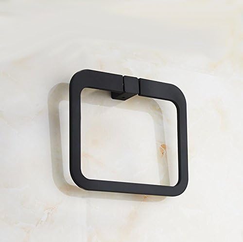 Bathroom Towel Ring Wall Mount Towel Holder Kitchen Lavatory Bath Hardware Modern Square Design, Satin Matte Black