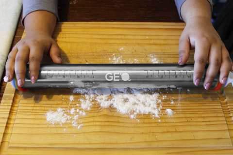 GEO Stainless Steel Adjustable Dough Rolling Pin With 4 Removable Thickness Rings for Baking Dough, Pizza, Pie, Pastries, Pasta and Cookies