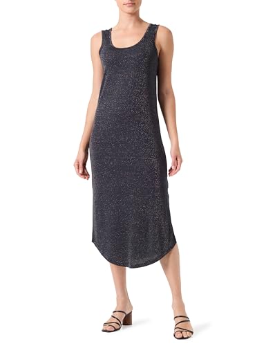 PIECES Pcbillo Tank Midi Dress Lurex Noos BC Vestido Midi para Mujer, Sky Captain/Detail:Gold Lurex, S