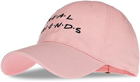 Baneethy Unisex Real Friends Embroidered Hip-Hop Hat Good Friend Baseball Cap Adjustable (Pink)