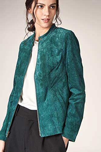 Escalier Women's Genuine Leather Jacket Suede Moto Jackets Green S - Thumbnail 2