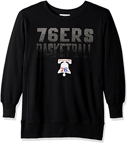 NBA Philadelphia 76ers Women's Showtime Pullover Sweater, Medium, Black